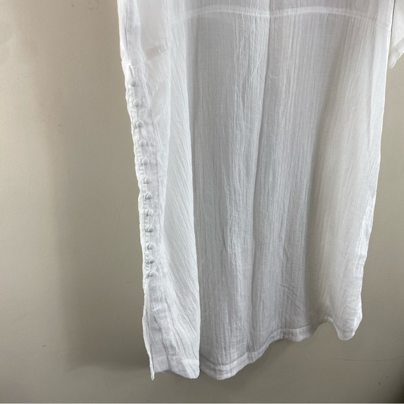H&M Women’s White Gauzy Lightweight Button-Front Kaftan Cover-Up Sz 14 - Picture 6 of 12